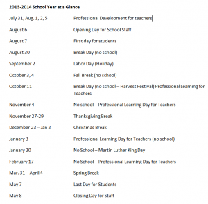 Martin County Kentucky 2013-2014 School Schedule